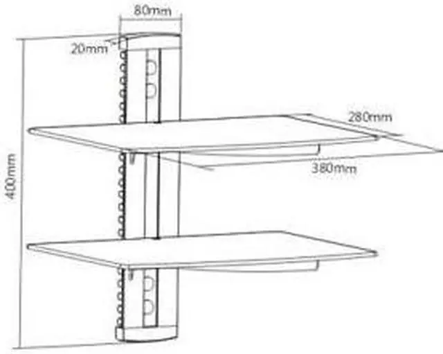 Alt view image 2 of 2 - 2 TIER DUAL GLASS SHELF WALL MOUNT UNDER TV CABLE BOX COMPONENT DVR DVD BRACKET