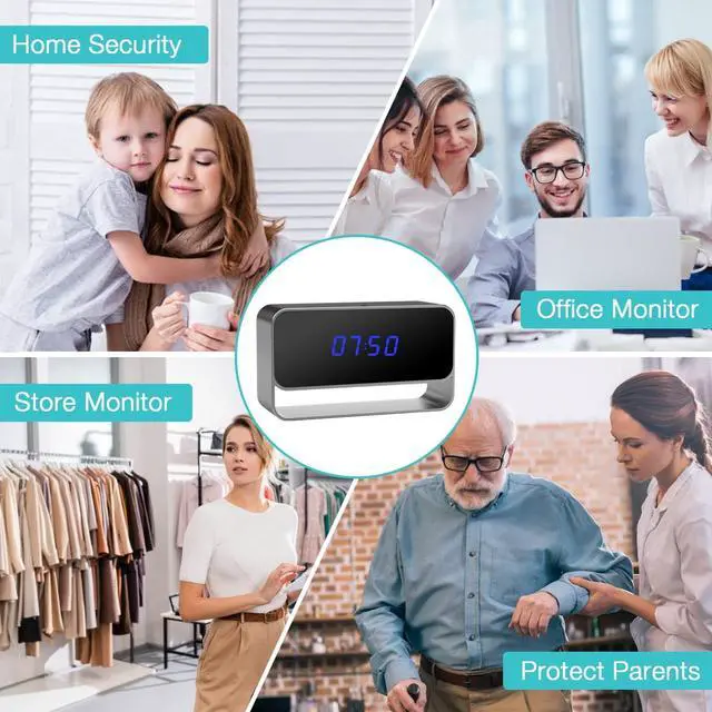 Alt view image 6 of 6 - GooSpy Hidden Camera Clock WiFi Spy Camera FHD1080P Wireless Secret Nanny Cam Small Surveillance Security Cams Enhanced Night Vision Motion Detection Alert