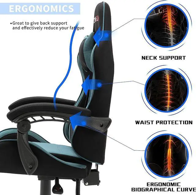 Alt view image 4 of 7 - ALEAVIC Gaming Chair, Gamer Chair High Back Ergonomic Adjustable, Racing Style Fabric Gaming Chair for Adults, Computer Gaming Chair with Headrest and Lumbar Support
