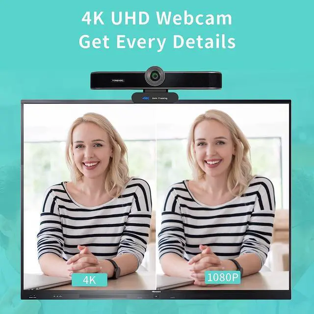 Alt view image 3 of 7 - Zoomable 4K Webcam with Microphones and Speaker, 4X Digital Zoom ePTZ Video Conference Web Camera with Remote and Privacy Cover AI Auto Framing Streaming Webcam for Zoom,Skype