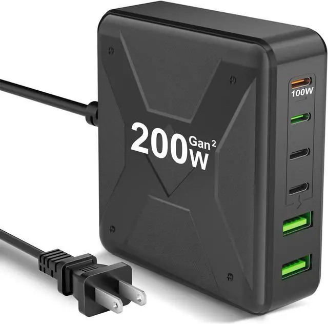 Main image of USB C Charger, 200W USB C Charging Station 6-Port Fast Charger, 100W USB C Laptop Charger USB C Charger Block for MacBook Pro/Air,iPad Series, iPhone 14/13Pro Max/12 Samsung Galaxy Note