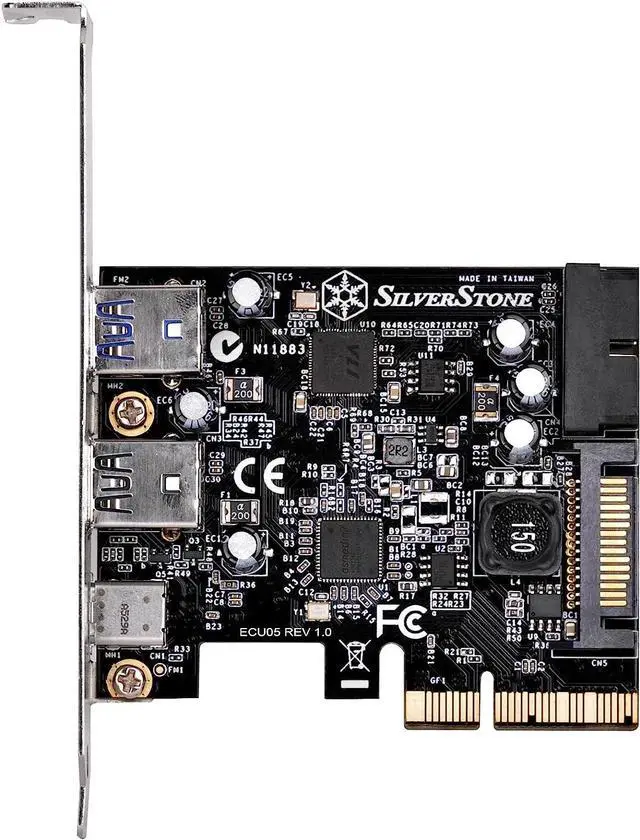 Alt view image 3 of 7 - SilverStone Technology Silverstone USB 3.1 and 3.0 PCIe Card with External Type C and Internal 19 Pin Connector ECU05 Components Other
