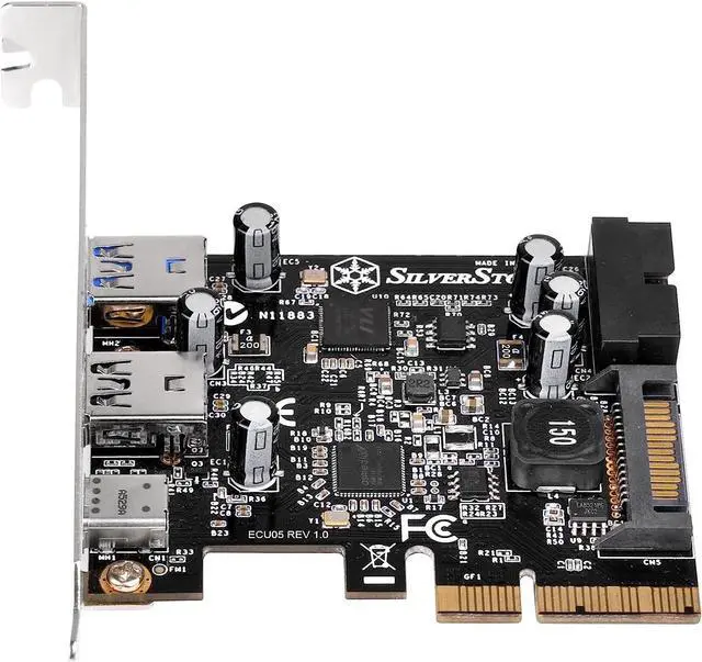 Alt view image 7 of 7 - SilverStone Technology Silverstone USB 3.1 and 3.0 PCIe Card with External Type C and Internal 19 Pin Connector ECU05 Components Other