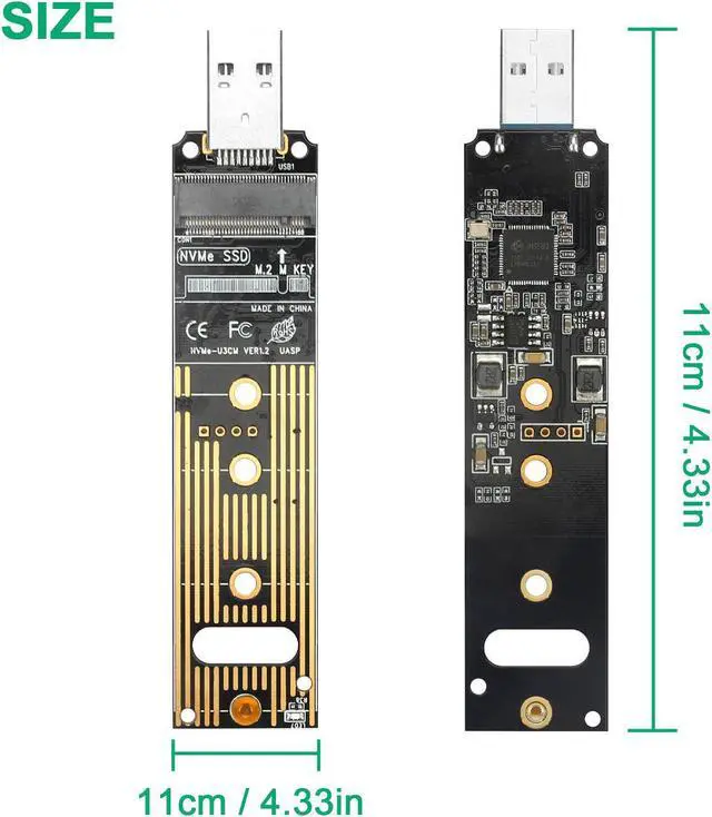 Alt view image 6 of 7 - M.2 NVME SSD to USB 3.1 Adapter Hard Drive for PCIe NVMe Based M Key B+M Key SSD