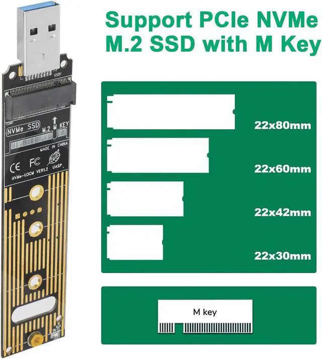 Alt view image 3 of 7 - M.2 NVME SSD to USB 3.1 Adapter Hard Drive for PCIe NVMe Based M Key B+M Key SSD