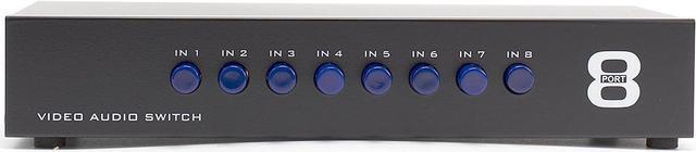 Alt view image 2 of 7 - 8Way AV Switch - 8 Input 1 Output RCA Selector Switch for Composite Audio and Video - Switcher Box - Includes RCA Composite Cable (Black)