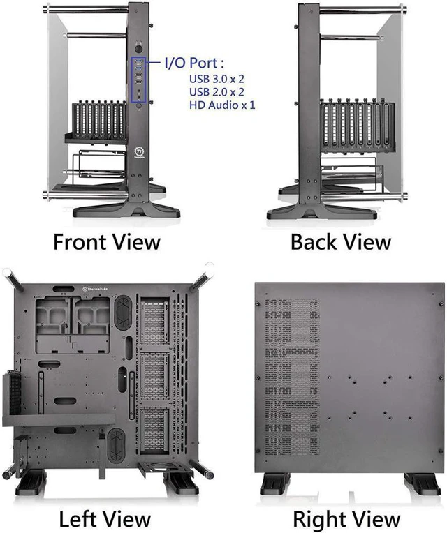 Alt view image 2 of 14 - Thermaltake Core P3 ATX Tempered Glass Gaming Computer Case Chassis, Open Frame Panoramic Viewing, Glass Wall-Mount, Riser Cable Included, Black Edition, CA-1G4-00M1WN-06