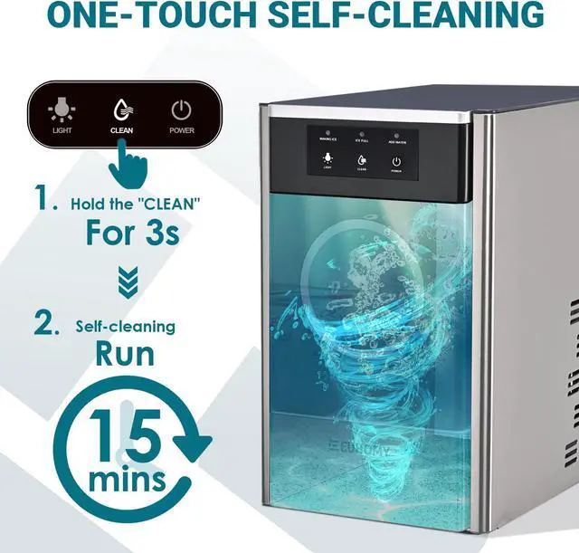 Alt view image 5 of 7 - Nugget Ice Makers Countertop, Max 33lbs/24H, 2 Ways Water Refill, LED Light, Self-Cleaning Pebble Ice Maker with Basket and Scoop, for Home/Kitchen/Camping/RV. (Black Silver)