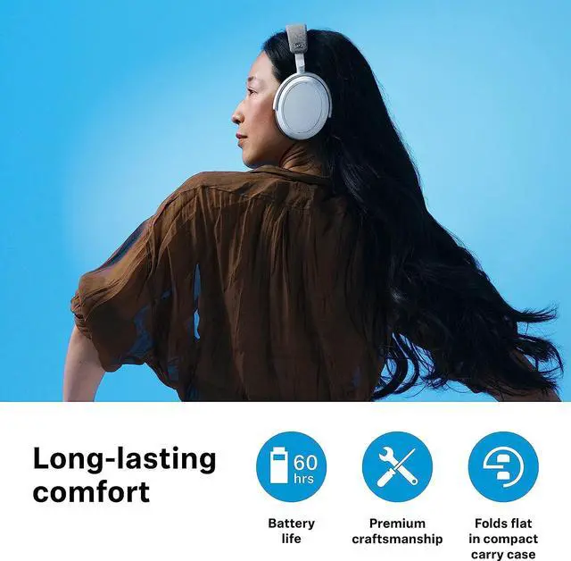 Alt view image 6 of 7 - Sennheiser Momentum 4 Wireless Headphones - Bluetooth Headset for Crystal-Clear Calls with Adaptive Noise Cancellation, 60h Battery Life, Customizable Sound - White )