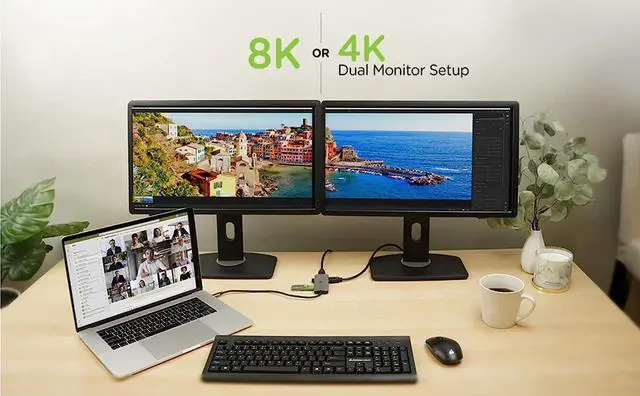 Alt view image 5 of 6 - IOGEAR Docking Station USB-C 6-1 Nano Dock Pro Dock - 1 USB C - 2 USB A  2 HDMI  8K 40Hz  13 Cable  100w PD Power - GUD3C8K2P