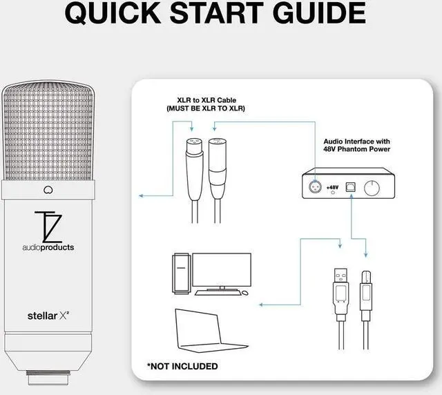 Alt view image 2 of 5 - TZ Stellar X2 Large Diaphragm Cardioid Condenser XLR Microphone