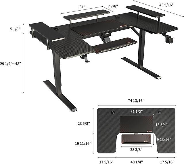 74.8 U-Shaped Standing Desk Eureka Ergonomic