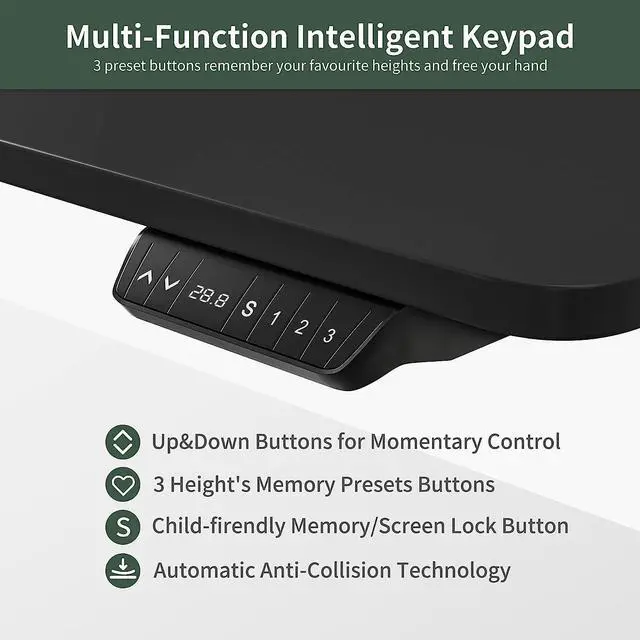 Alt view image 6 of 7 - FEZIBO 55-Inch Large Height Adjustable Electric Standing Desk with Keyboard Tray, 55 x 24 Inches Sit Stand up Desk with Splice Board, Black Frame/Black Top