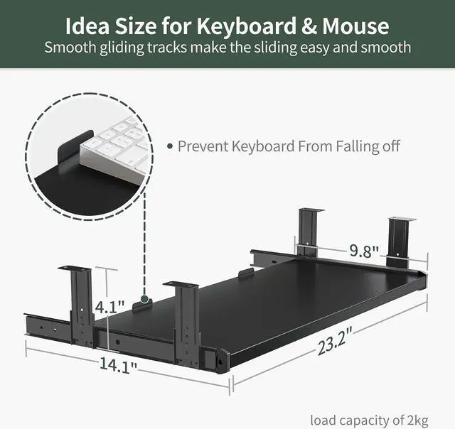 Alt view image 3 of 7 - FEZIBO 55-Inch Large Height Adjustable Electric Standing Desk with Keyboard Tray, 55 x 24 Inches Sit Stand up Desk with Splice Board, Black Frame/Black Top