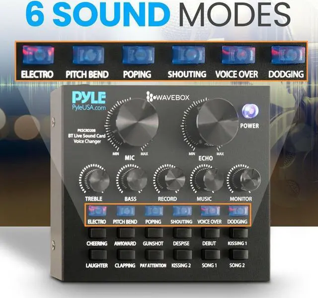 Alt view image 3 of 7 - Pyle Bluetooth Voice Changer Live Sound Mixer Card, with Multiple Sound Effects