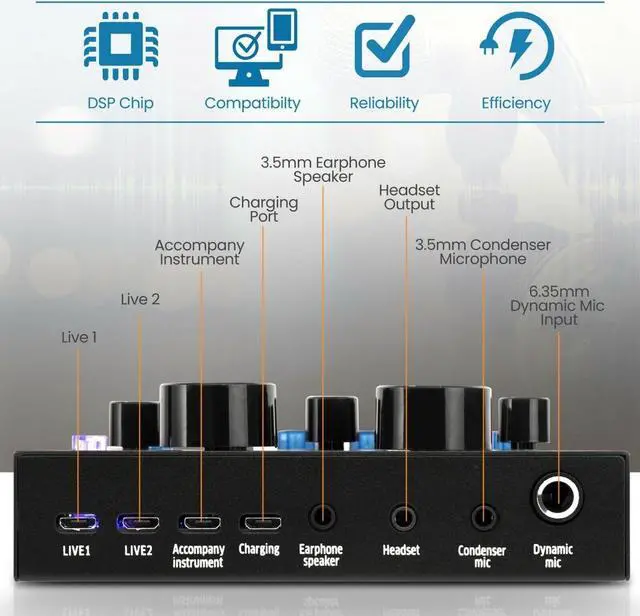 Alt view image 5 of 7 - Pyle Bluetooth Voice Changer Live Sound Mixer Card, with Multiple Sound Effects