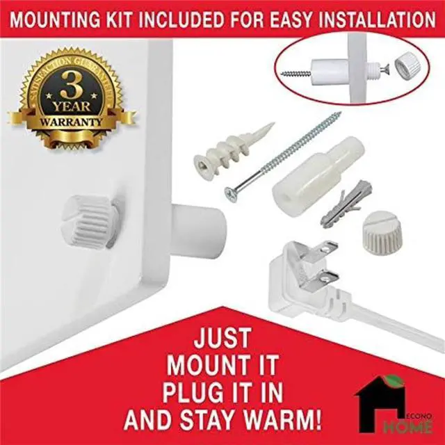 Alt view image 5 of 7 - Wall Mount Space Heater Panel - with Thermostat - 400 Watt Convection Heater - Ideal for 120 Sq Ft Room - 120V Electric Heater