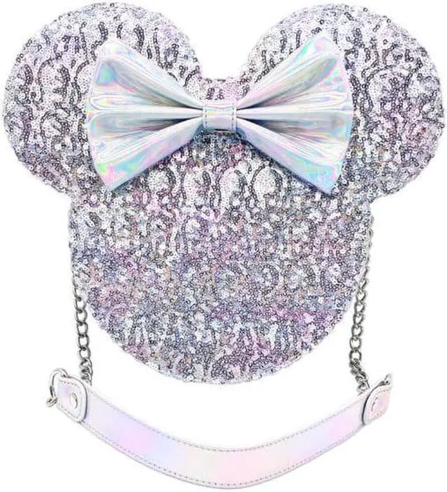 Main image of Disney Platinum Silver Sequins Minnie Mouse Holographic Loungefly Crossbody