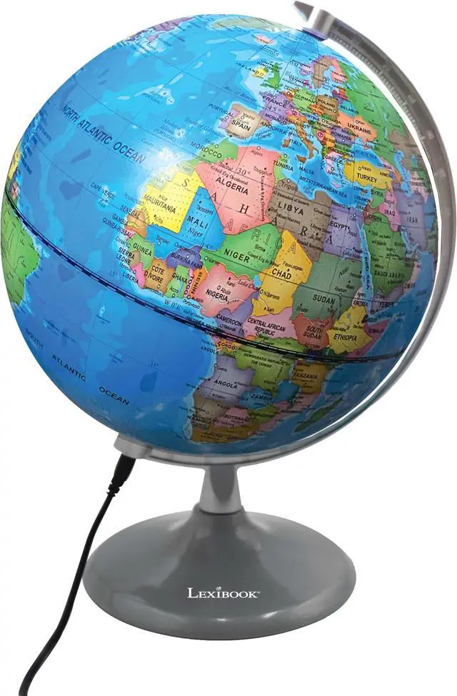 Main image of Lexibook - Luminous day and night globe  map of earth during the day and map of constellations lighting up (English)
