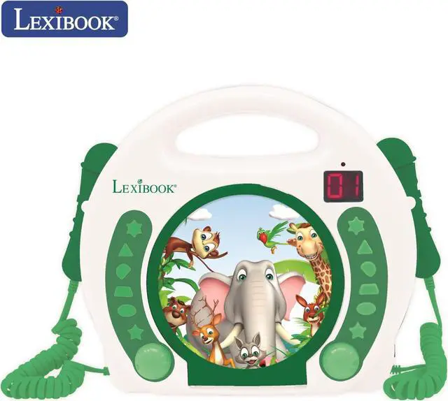 Main image of Lexibook Animals Portable CD player with 2 Sing Along microphones - RCDK100ANX