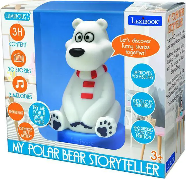 Alt view image 7 of 7 - Lexibook 3D design Teddy Bear story teller with night light, music and color change 17cm (English)