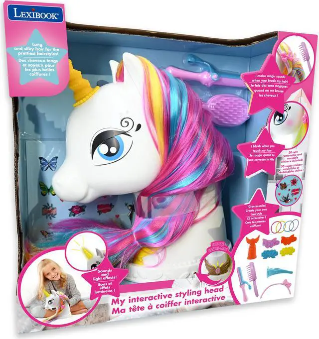 Alt view image 2 of 5 - Lexibook My magic interactive styling head unicorn with accessories, sound and light effects