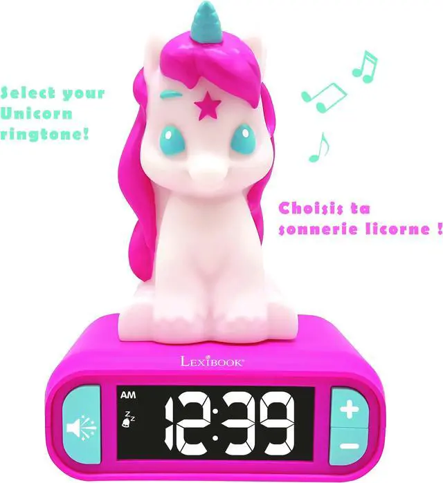 Alt view image 3 of 7 - Lexibook -  Alarm Clock with Unicorn Night Light with 3D design and sound effects
