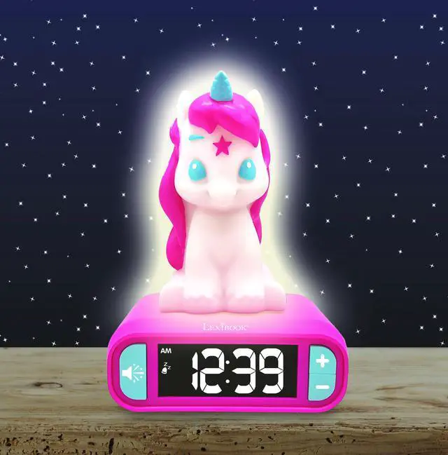 Alt view image 4 of 7 - Lexibook -  Alarm Clock with Unicorn Night Light with 3D design and sound effects