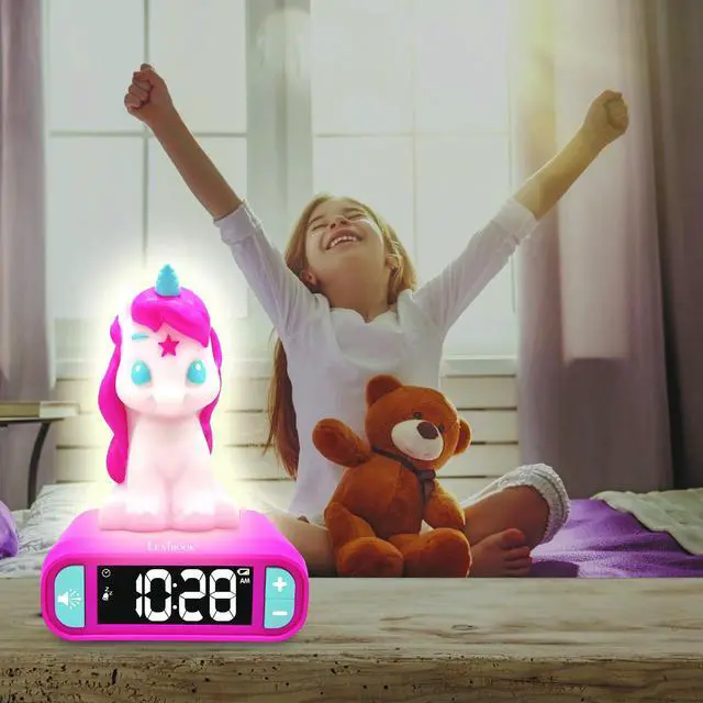 Alt view image 7 of 7 - Lexibook -  Alarm Clock with Unicorn Night Light with 3D design and sound effects