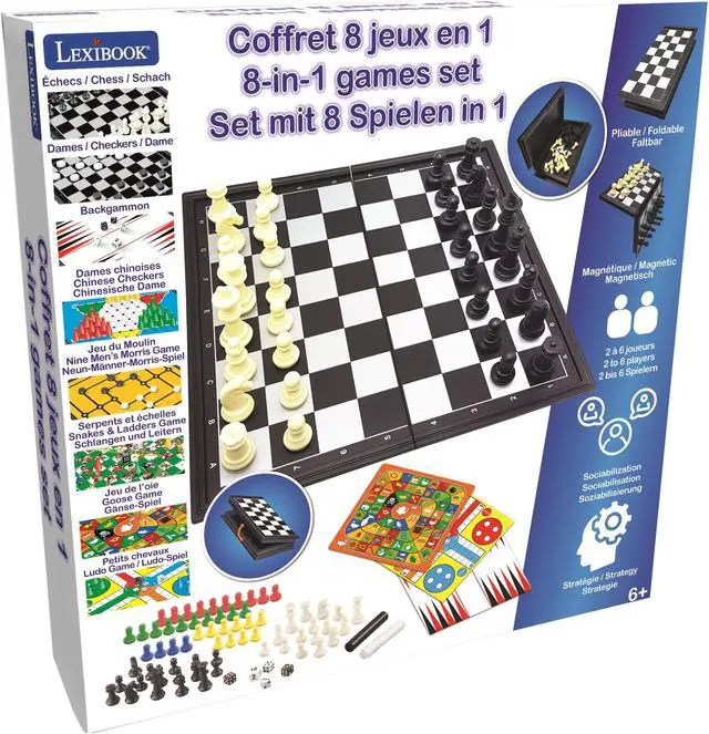 Alt view image 4 of 5 - Lexibook Magnetic board games  set of 8 games in 1. For 2 to 6 players - JGM800