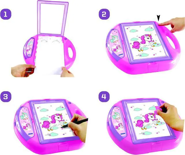 Alt view image 4 of 6 - Lexibook Unicorn drawing projector with templates and stamps - CR310UNI