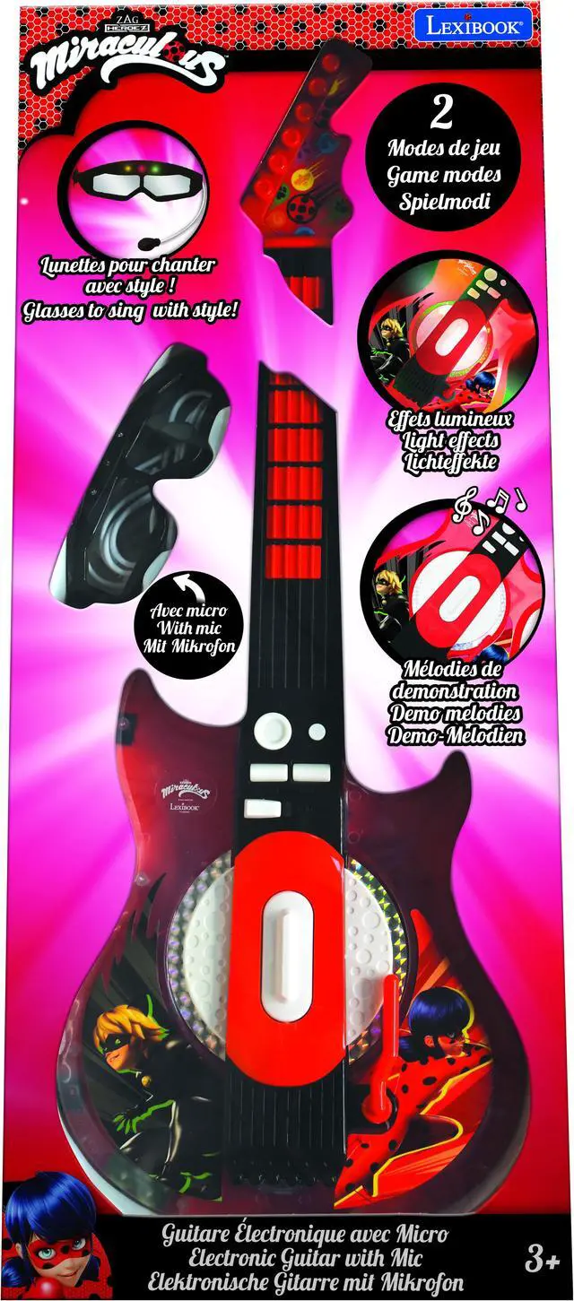 Alt view image 5 of 6 - Lexibook Miraculous Electronic Lighting Guitar with Mic in glasses shape - K260MI