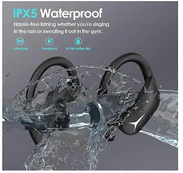 Alt view image 4 of 5 - U30 Bluetooth Sports Earbuds, IPX5 Waterproof Wireless Headphones with 40H Playtime & Charging Case (Black)