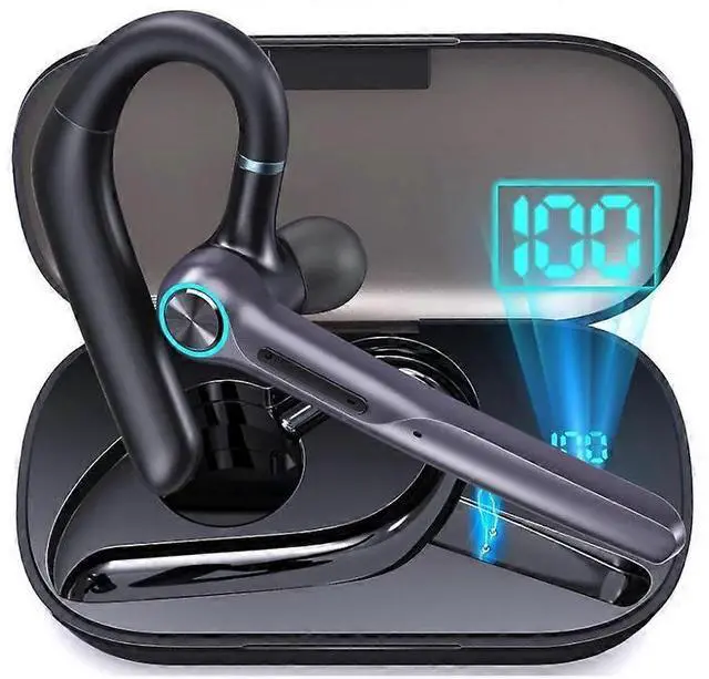 Main image of Wireless Bluetooth Earpiece, 60H Playback, Dual Mic Noise Canceling, 400mAh LED Charging Case (Black)