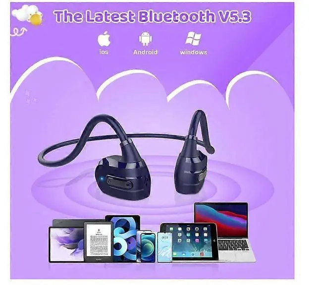 Alt view image 4 of 5 - Open Ear Bluetooth 5.3 Sports Headphones, 13g Ultra-Light Wireless Stereo Earphones with MIC (Blue)