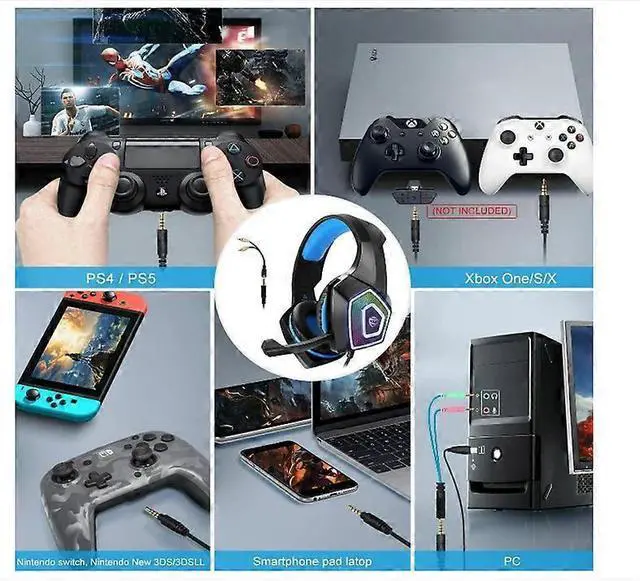 Alt view image 5 of 5 - Gaming Headset with Mic, Noise Canceling, 7.1 Surround Sound for PS5, Xbox, PC, Switch, Mobile