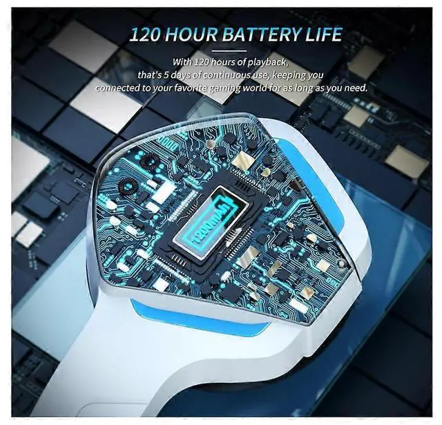 Alt view image 4 of 5 - BW01 Wireless Gaming Headset with Noise Cancelling Mic, 100H Battery, 2.4G/Bluetooth for PC PS4 PS5 (White)