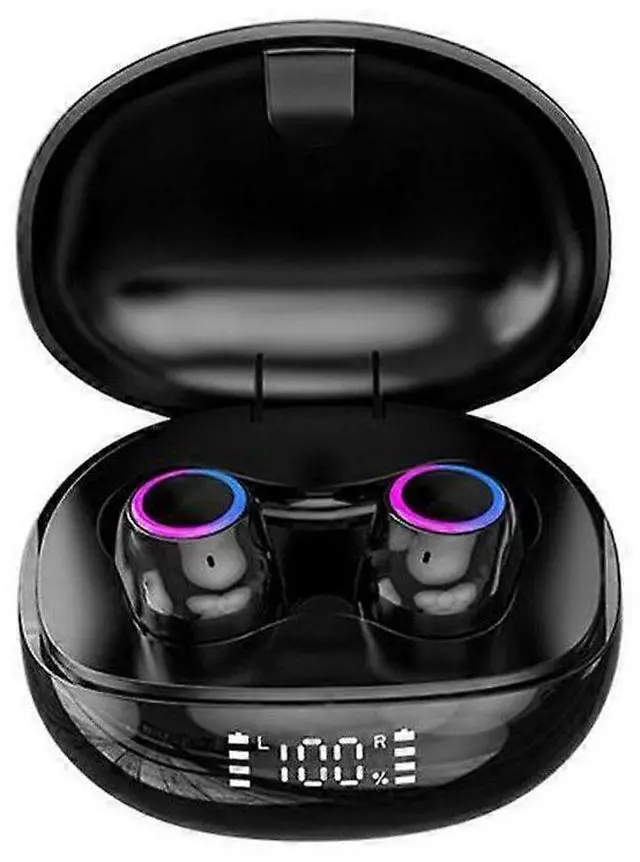 Main image of Bluetooth 5.2 Wireless Earbuds with LED Display, IPX5 Waterproof, HiFi Sound & Mic (Black)