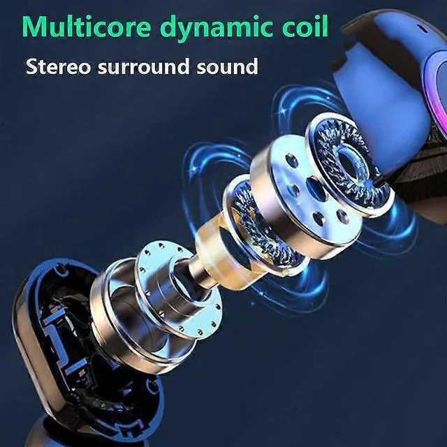 Alt view image 2 of 5 - Bluetooth 5.2 Wireless Earbuds with LED Display, IPX5 Waterproof, HiFi Sound & Mic (Black)