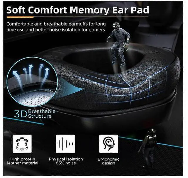 Alt view image 4 of 5 - PS5/PS4/PC Gaming Headset with Noise Cancelling Mic, 4-Mode RGB Lights, Over-Ear Comfort (Black)