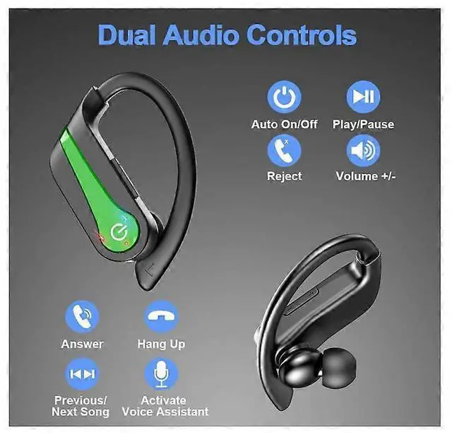 Alt view image 5 of 5 - Green Bluetooth 5.3 Earbuds, 48H Playtime, ENC Noise Cancelling, IP7 Waterproof for Running