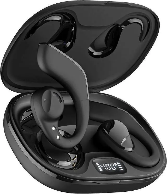 Main image of Open-Ear Headphones Bluetooth 5.3, 60H Playtime, IPX5 Waterproof, 16.2mm Drivers, Secure Fit for Running & Sports (Black)