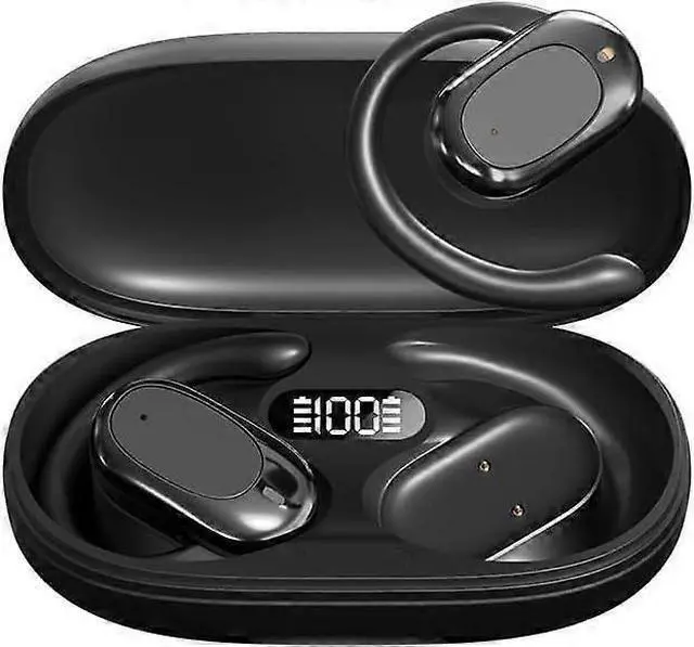 Main image of Bluetooth 5.3 Earhook Headset, 58H Playtime, IPX7 Waterproof, Wireless Charging Case (Black)