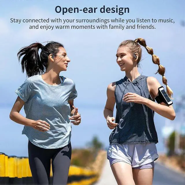 Alt view image 3 of 5 - Open Ear Bluetooth 5.3 Headphones, IP54 Waterproof, 36H Playback, Lightweight for Running/Cycling (Black)