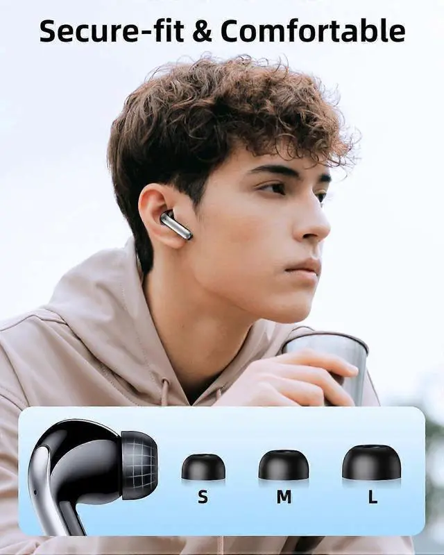 Alt view image 5 of 5 - A6 Mini Wireless Earbuds, 76Hrs Playtime, Bluetooth 5.3, IPX7 Sweatproof, LED Display (Black)