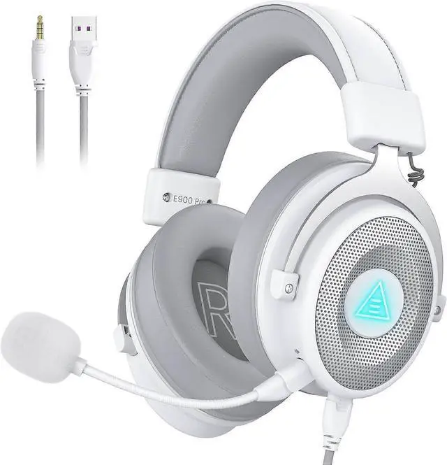 Main image of White USB Gaming Headset with 7.1 Surround Sound, Detachable Mic for PC, PS5, Xbox