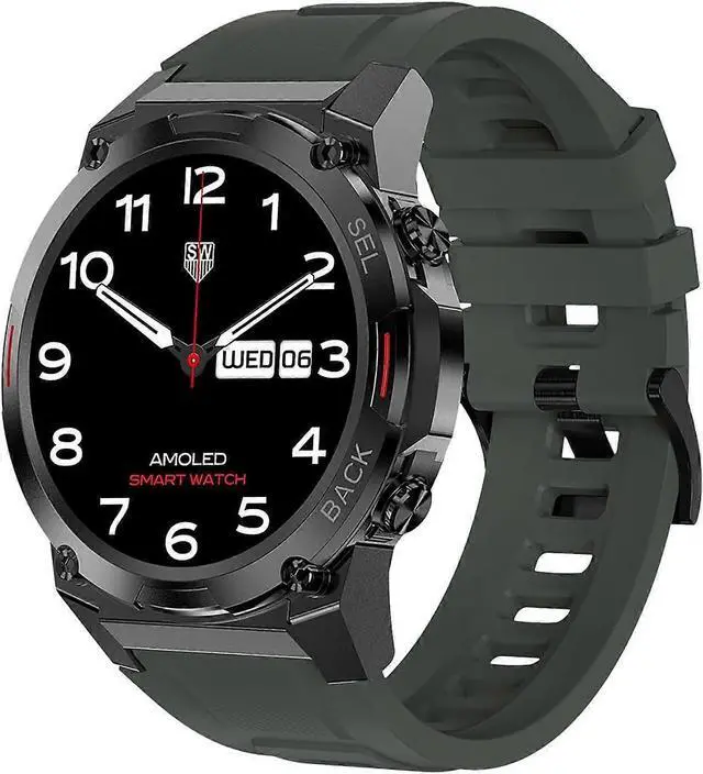 Main image of Ecocleanpath 1.43" AMOLED Military Smartwatch for Men, Bluetooth Call, 400mAh IP68 Fitness Tracker, Green