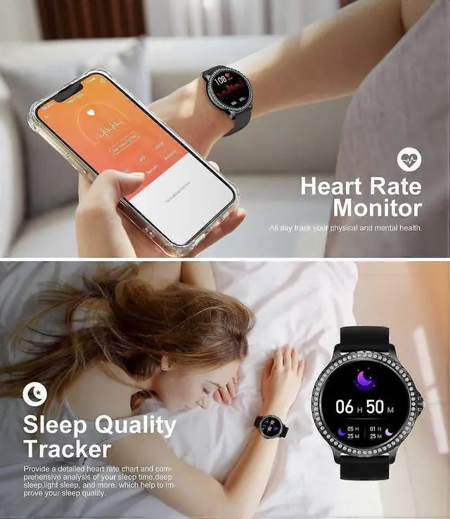 Alt view image 5 of 5 - Ecocleanpath Smart Watch for Women, 1.32" Bluetooth Call Fitness Tracker with Blood Pressure/Oxygen/Heart Rate Monitor, IP67 Waterproof