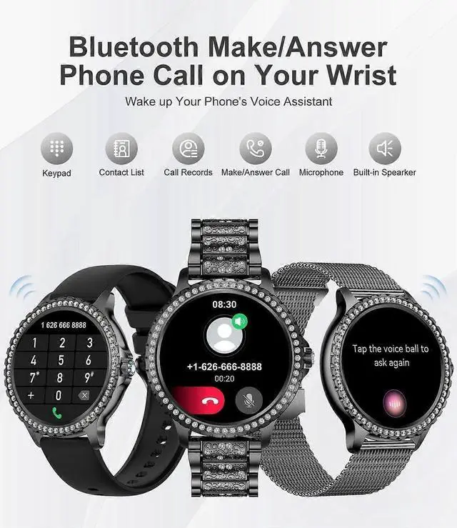 Alt view image 4 of 5 - Ecocleanpath Smart Watch for Women, 1.32" Bluetooth Call Fitness Tracker with Blood Pressure/Oxygen/Heart Rate Monitor, IP67 Waterproof