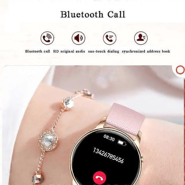 Alt view image 3 of 5 - Ecocleanpath Smartwatch for Women: 1.32" AMOLED, Bluetooth Calling, Health Tracking, Pink Round Design